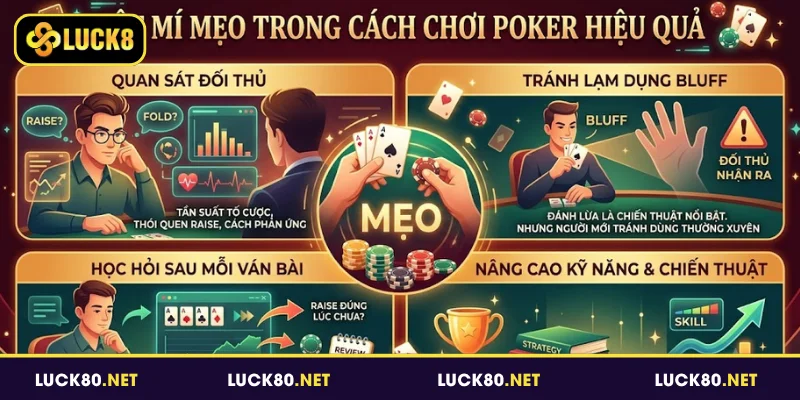 Cách Chơi Poker Cơ Bản, Dễ Hiểu Giúp Bạn Trúng Đậm 4 Áp dụng mẹo chơi Poker để giành chiến thắng