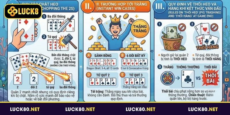 Tiến Lên Miền Nam - Trò Chơi Đánh Bài Hấp Dẫn Tại Luck8 4 Hiểu rõ về luật chặt hàng, tới trắng