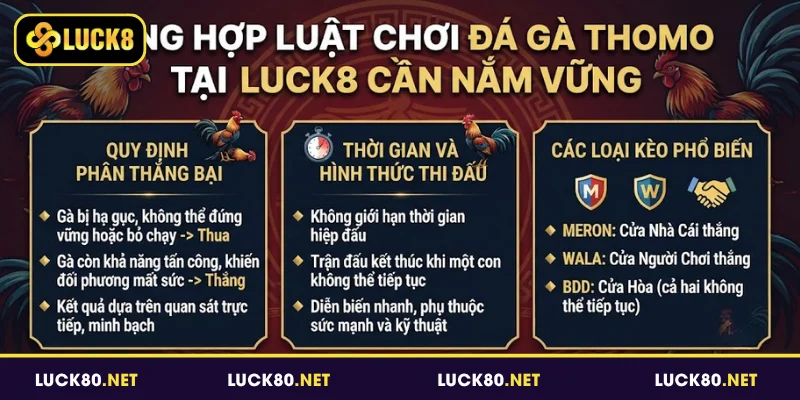 Đá Gà Thomo Luck8 - Nơi Hội Tụ Những Trận Đấu Đỉnh Cao 3 Tổng hợp luật chơi đá gà Thomo tại Luck8 cần nắm vững