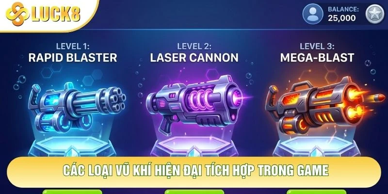 Các loại vũ khí hiện đại tích hợp trong game